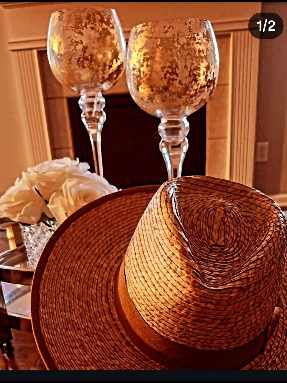 Source Unknown Tan Straw Fedora Hat